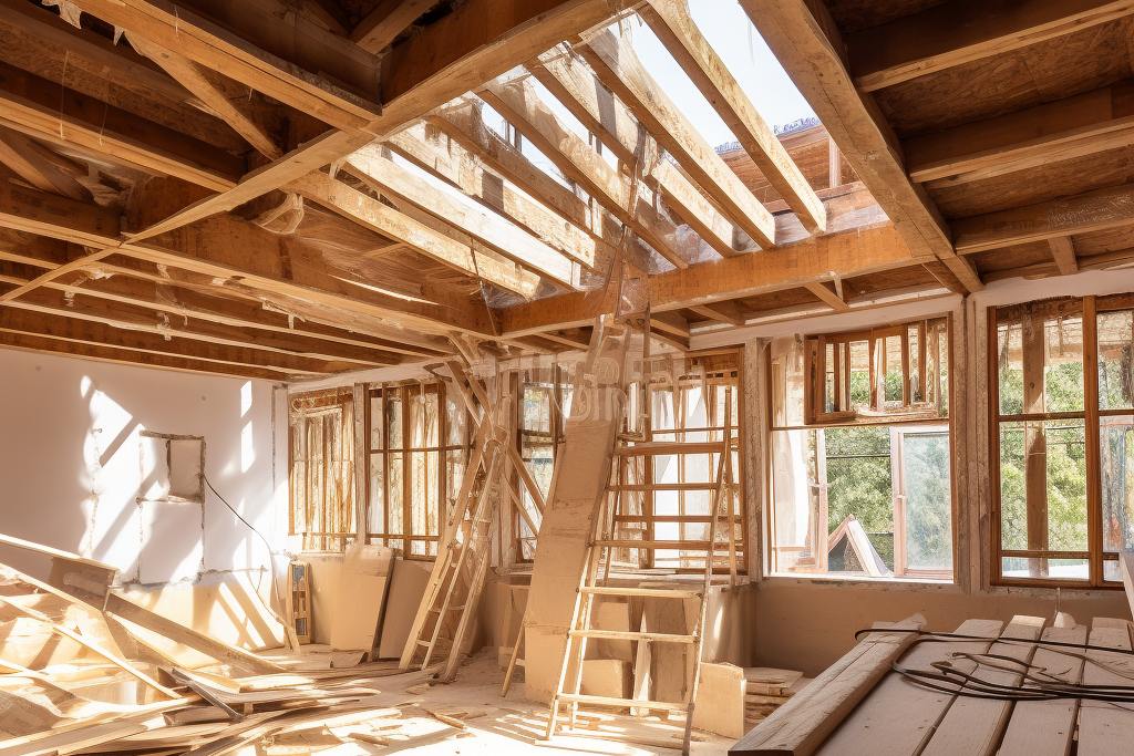 Strop drewniany podczas budowy